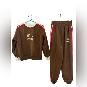 Brown Sweatpants & Joggers with Red Stripes